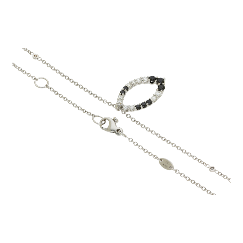 Farbstein-Collier mit Diamant 750 /18 K Weißgold Länge 45 cm Brillant ca. 0,49ct.  (H) Weiß (Si) Kleine Einschlüsse0,47 ct schwarze Diamanten