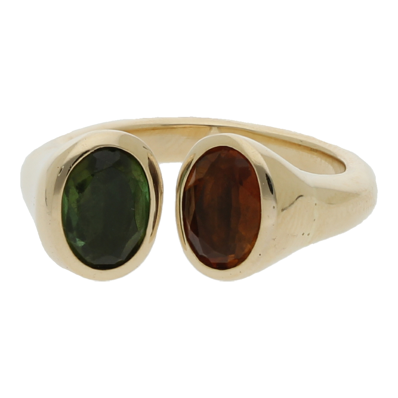 Turmalin Citrin Ring 585/ 14 K Gold
