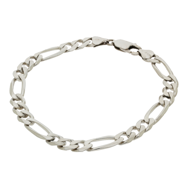 Armschmuck 925 Silber Figarokette Breite 7,0 mm Länge 22 cm