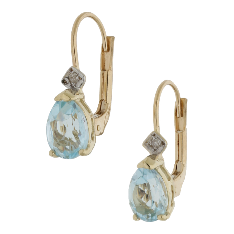 Farbsteinohrringe 585/14 K Gelbgold Blautopas