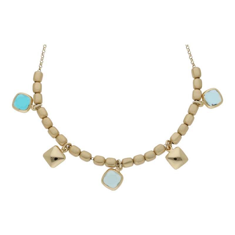 Collier mit Farbsteinen Länge 44 cm 925/- Silber vergoldet