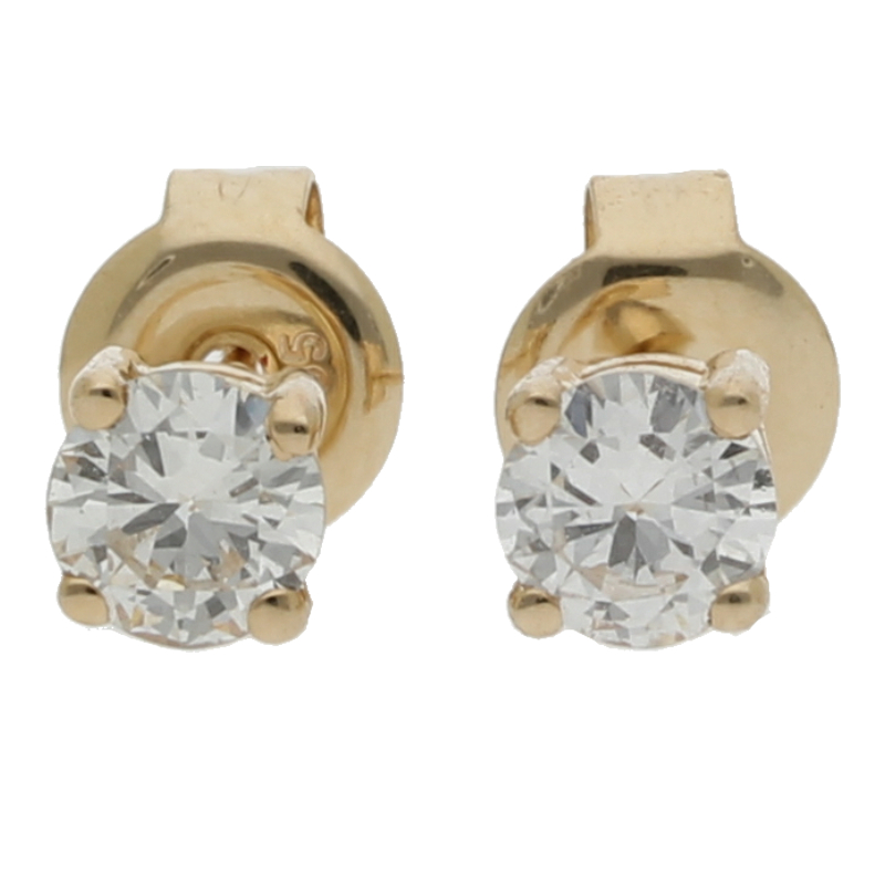 Diamantohrringe 585/14 K Gelbgold Ohrstecker 2 Brillanten ca. 0,40ct.  (H) Weiß (Si) Kleine Einschlüsse