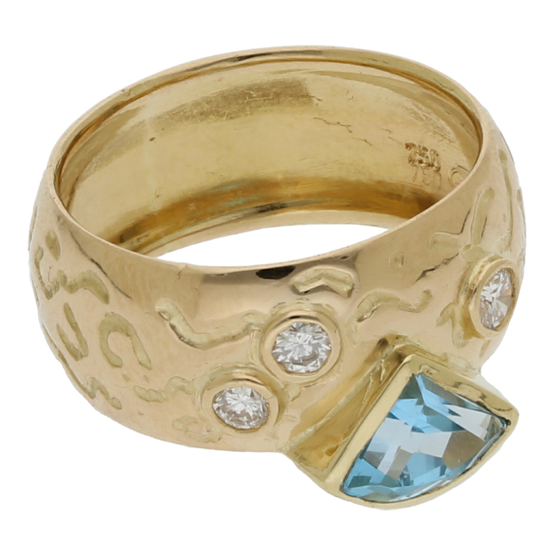 Blautopas Brillant Ring 750/ 18 K Gold