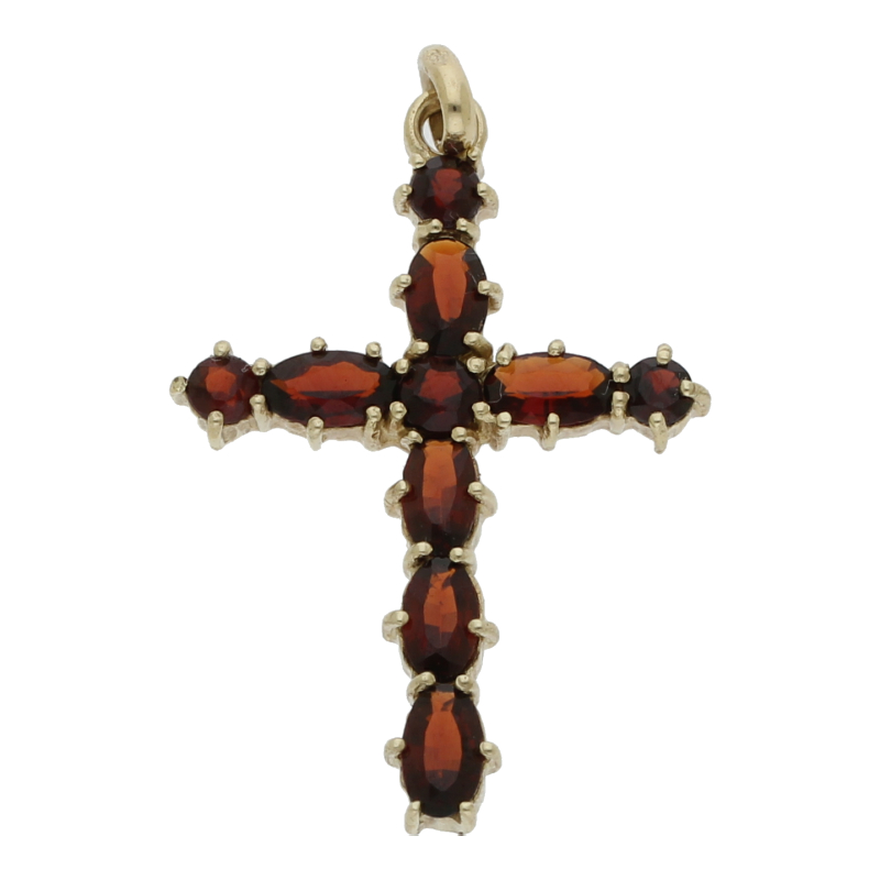 Granat Kreuz Anhänger 333/ 8 K Gold
