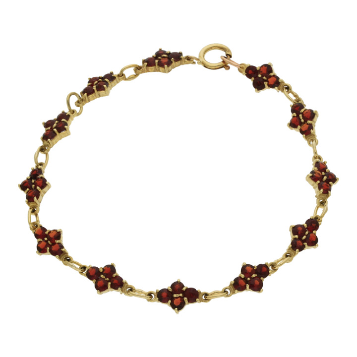 Farbstein-Armband 333/8 K Gelbgold Granat Breite 6,7 mm. Länge 19 cm