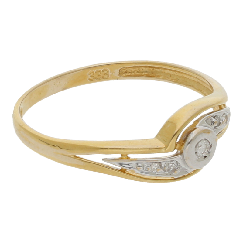 Diamantring 333/8 K Gelb-/Weißgold 5 Brillanten