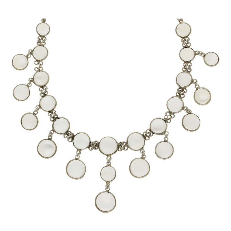 Farbsteincollier 925 Silber Mondstein Länge 45 cm