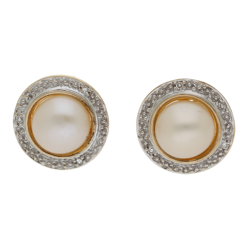 Diamant Perlen Ohrstecker 375/ 9 K Gold