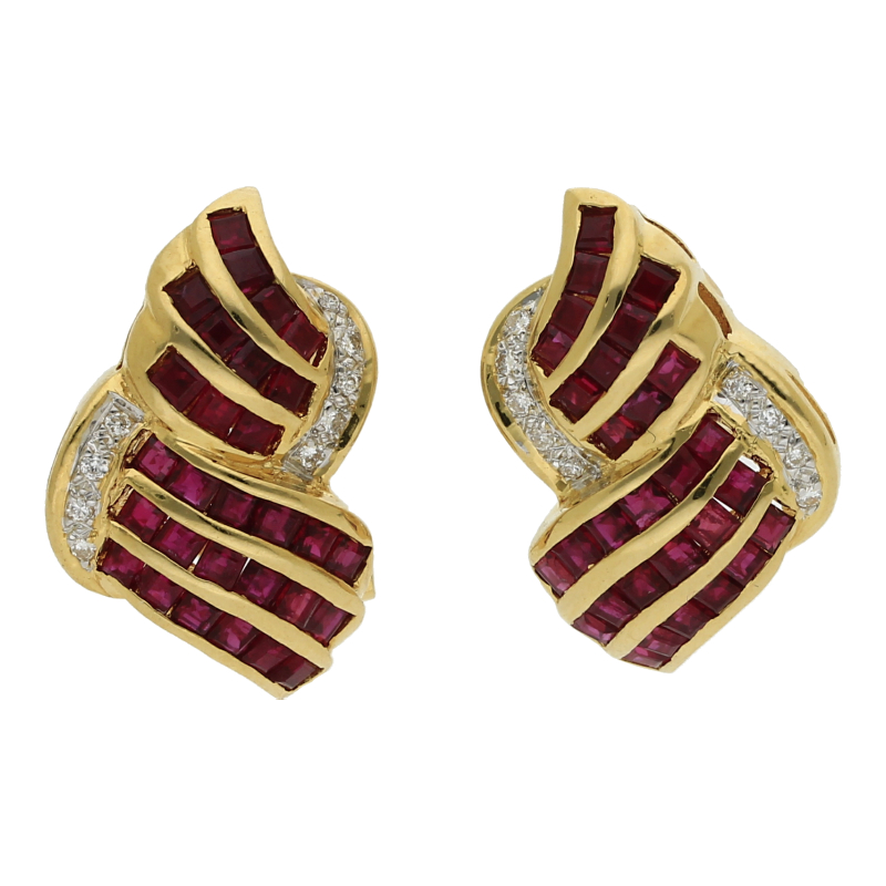 Rubin Brillant Ohrstecker 750/ 18 K Gold
