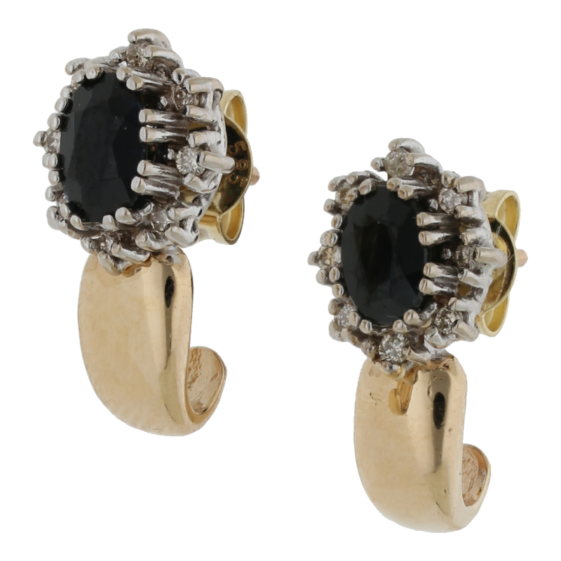 Klassische Saphir Brillant Ohrringe 14K/585