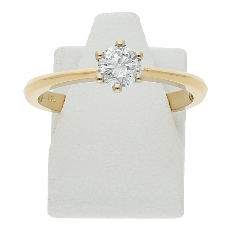 Ring 750 /18 K Gelb-/Weißgold 1 Brillant  0,42ct.  (H) Weiß (P2) Sehr deutliche Einschlüsse