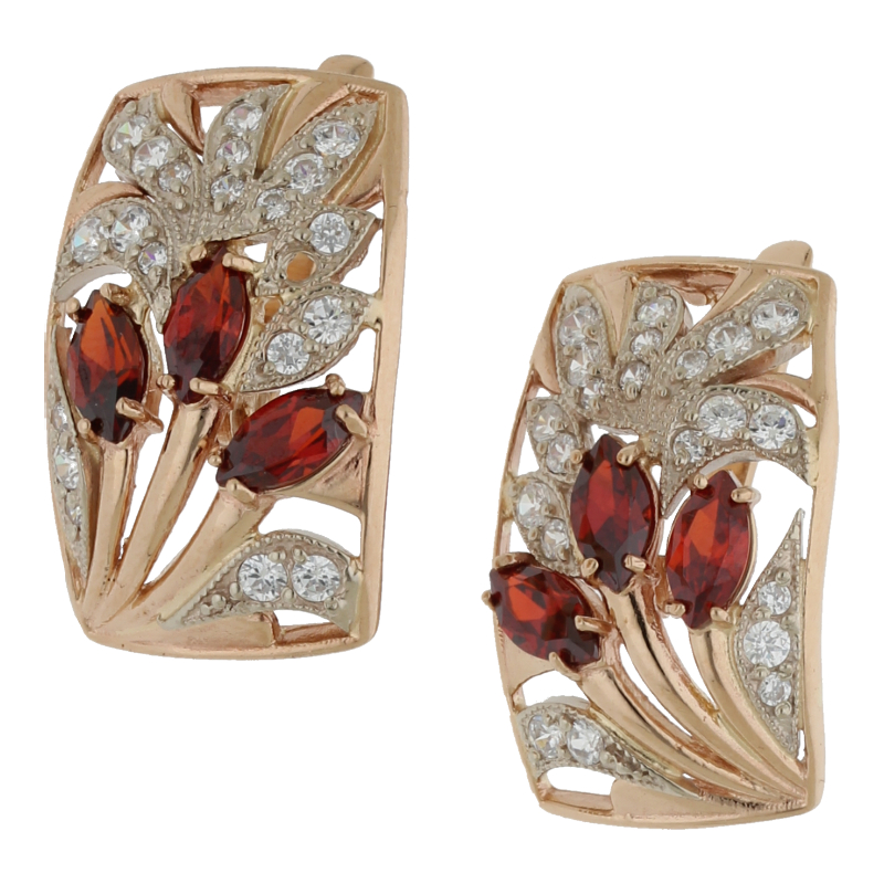 Granat Ohrhänger 585/ 14 K Rotgold
