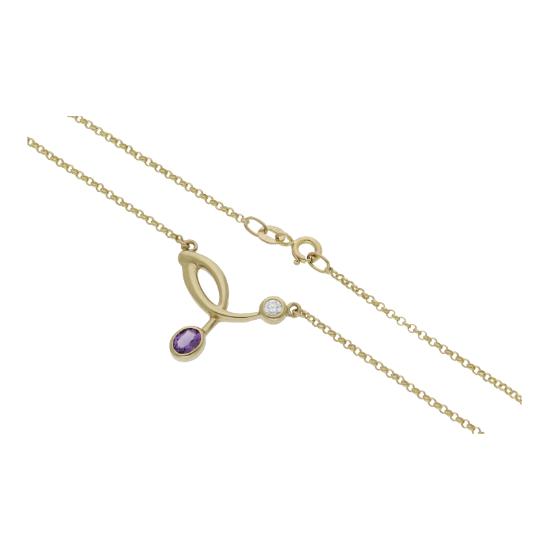 Farbsteincollier 333/8 K Gelbgold Zirkonia Länge 45 cm