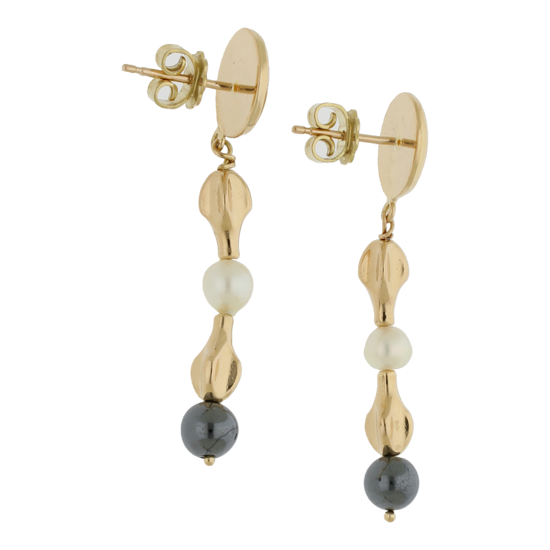 Zuchtperle Hämathit Ohrhänger 750/ 18 K Gold