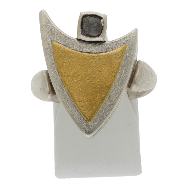 Diamantring 925 Silber und GoldRohdiamanten