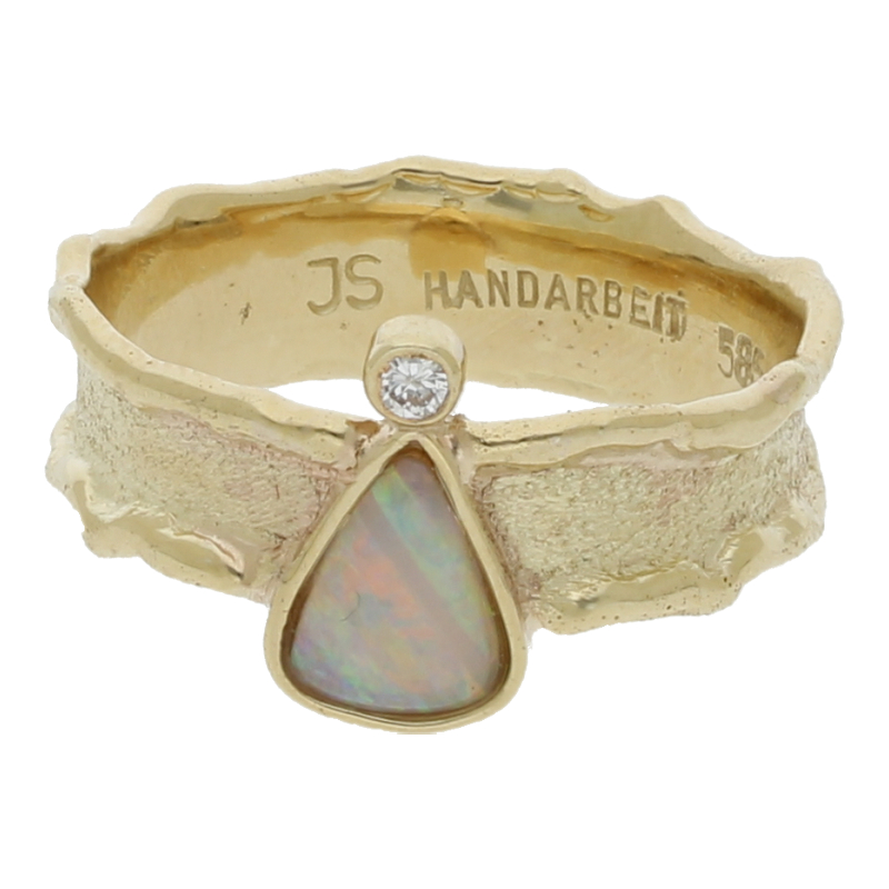 Opal Brillant Ring Handarbeit 585/ 14 K Gold