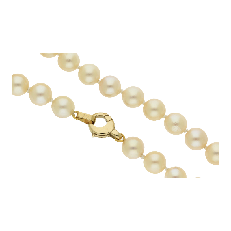 Farbstein 333/8 K Gelbgold Zuchtperlen Perlendurchmesser 8,0 mm Länge 42 cm