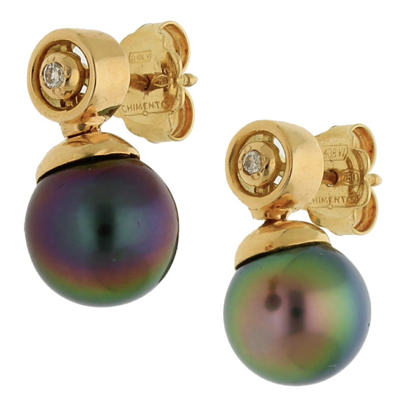 Tahiti Zuchtperle Ohrstecker 750/ 18 K Gold