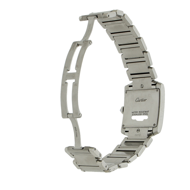 Cartier Tank Française W51011Q3 2000 Edelstahl Quarz Full Set neue Batterie