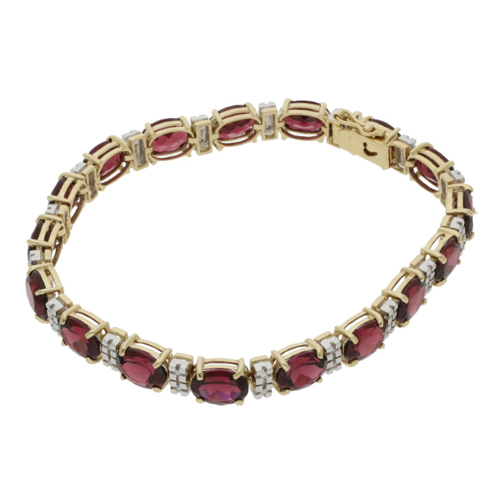 Granat Armband Gelb-und Weißgold 14K/585