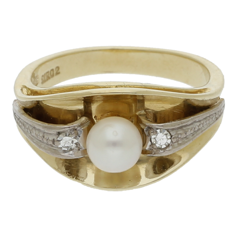Zuchtperle Diamant Ring 585/ 14 K Gold