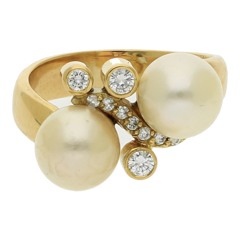 Zuchtperlen Brillant Ring 750/ 18 K Gold